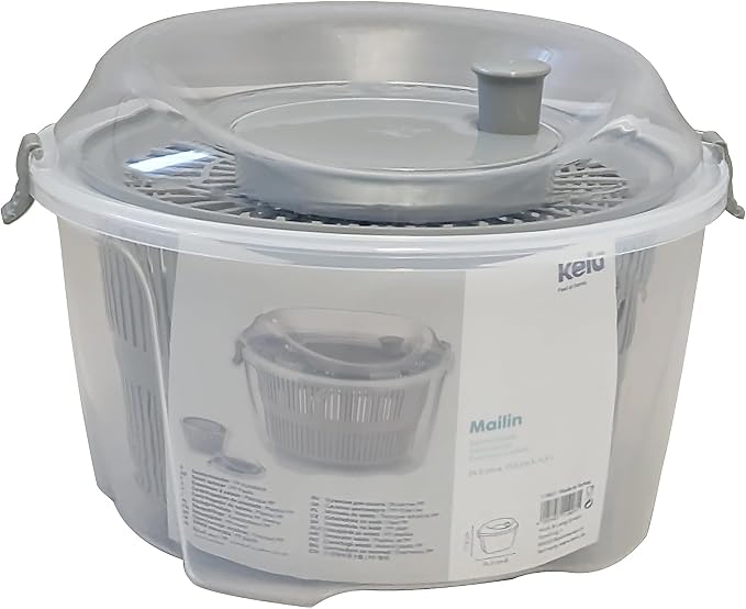 Kela Salad Spinner Mailin 4,4l of Plastic in Grey, 24.5 x 24.5 x 17.5 cm