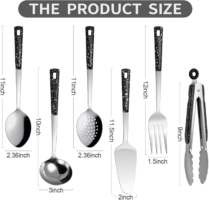 16-Piece Stainless Steel Buffet Serving Set | Premium Serving Utensils with Heat-Resistant Handles for Family Gatherings, Parties, Catering & Holiday Meals