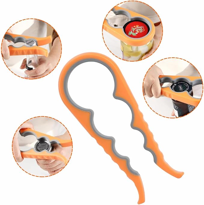 Easy Grip Jar, Bottle & Can Opener – Multi-Use Tool for Low Strength & Weak Hands, Perfect for Seniors with Arthritis