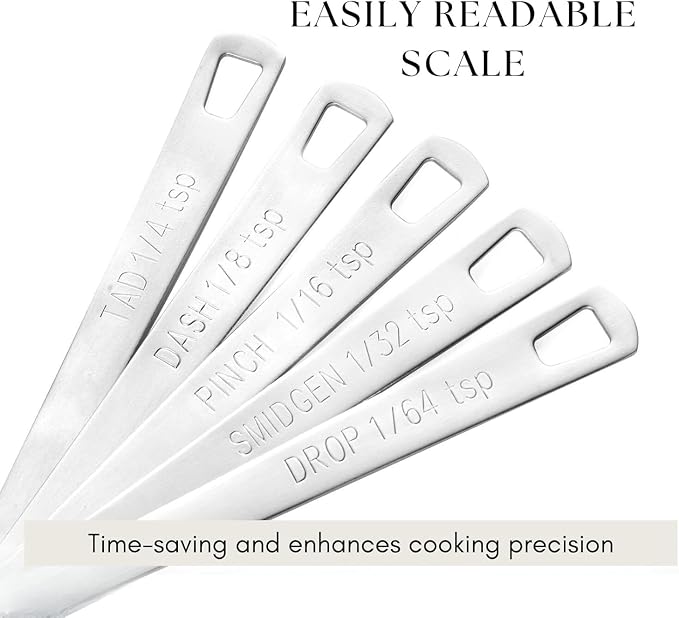 2 Pack Teaspoon Measuring Spoons, 1/4 tsp, 1/8 tsp, 1/16 tsp, 1/32 tsp, 1/64 tsp Mini Measuring Spoons Set, Stainless Steel Cooking Baking Tiny Measuring Spoon for Powders, Spices, Salt