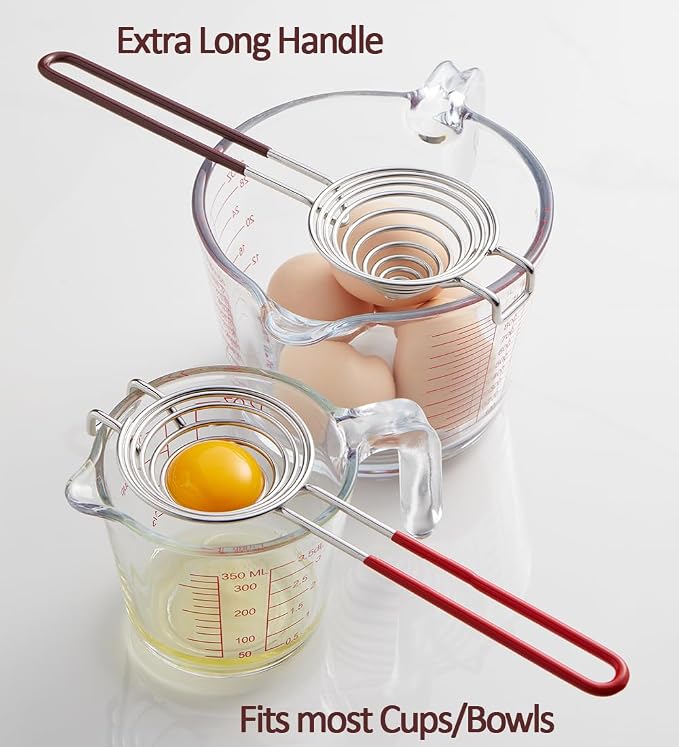 Egg Separator Egg Yolk White Separator Stainless Steel Egg White Yolk Sifting Filter Egg Divider Kitchen Tool for Baking/Cooking