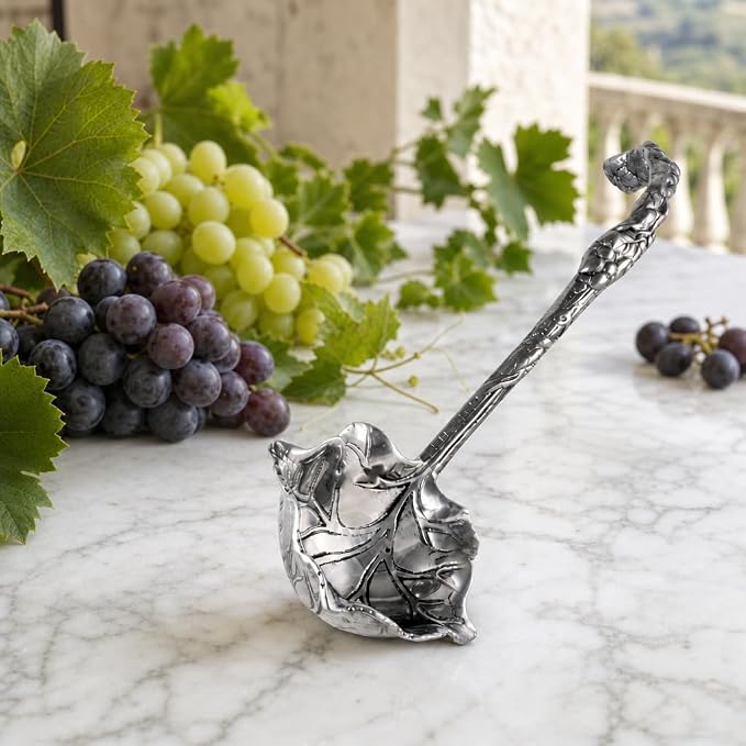 Arthur Court Grape Pattern Aluminum Serving Ladle - Elegant Punch/Soup Ladle for Entertaining - 12 Inch Long