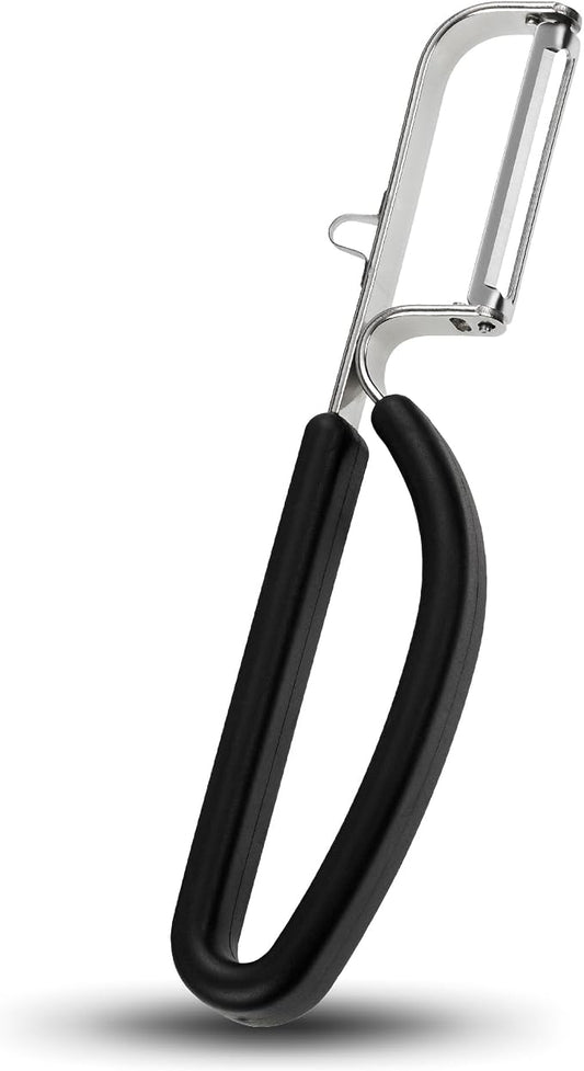 Lurch Germany Universal Ultra Sharp Stainless Steel Vegetable Swivel Peeler for for Potatoes, All Fruits & Veggies | Non-Slip Comfortable Handle | 5.1 x 2.3 Inches / 13 cm x 6 cm - Black