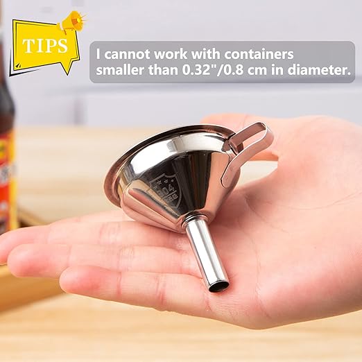 Small Funnels for Filling Bottles, Stainless Steel Small Kitchen Funnel Set of 3, Food Grade Mini Funnels for Kitchen Use Filling Bottles Liquor Flask Tiny Spice Cooking Powder Water 3in&2.2in&1.8in
