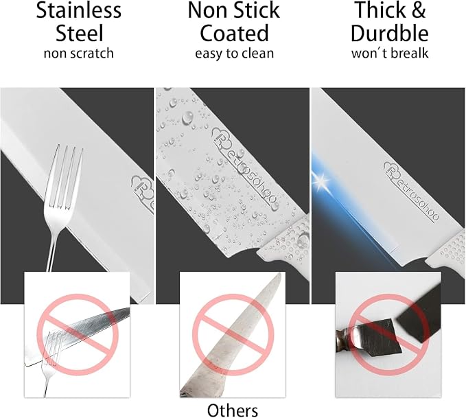 Kitchen Knife Set, White Flower 6PC Stainless Steel Sharp Chef Knife Set with Acrylic Stand, Cooking Non-slip Knife Set with Block, Non-stick Colorful Coating Gift for Women Girls (White)