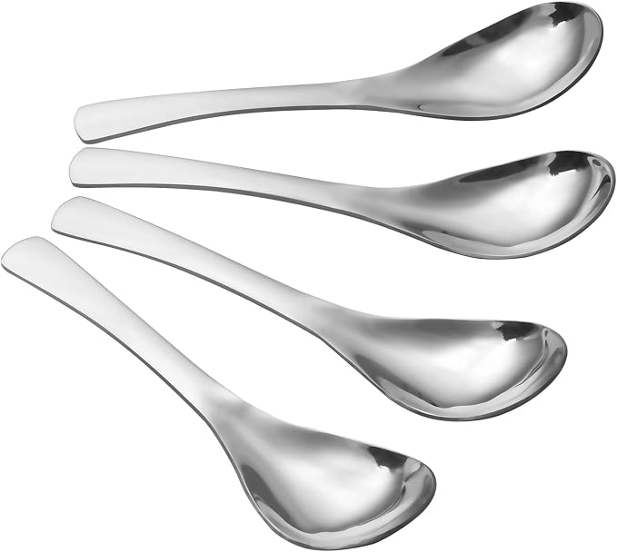 Soup Spoons High Grade 18/10 Stainless Steel 6.5"" Soup Spoon,Table Spoons MAODUV Dinner Spoons Thick Heavy-weight Ladle Spoons,Dishwasher Safe (4 Pack), Sliver