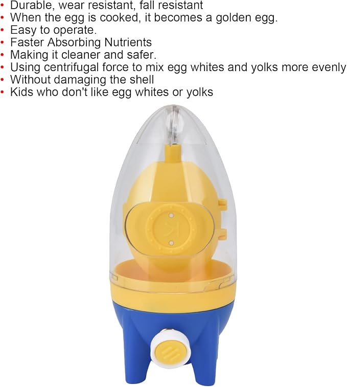 Egg Scrambler Shaker, Yolk Mixer, Portable Golden Egg Maker, Manual Egg Shaker, Egg Spinner Scrambler, Egg White and Yolk Spinning Mixer with Pull Rope to Make Hard Boiled Golden Eggs