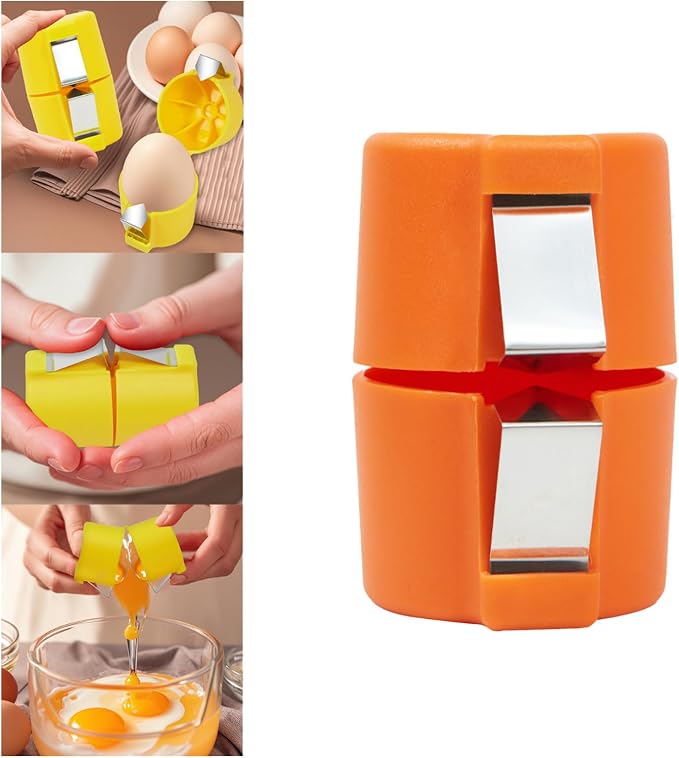 Egg Shell Opener, 2025 New Egg Cracker for Raw Eggs, Hard Boiled Egg Peeler Stainless Steel Egg Cutter Egg Cracker Tool for Raw Eggs, Handheld Eggs Breaker Kitchen Gadgets (Orange)