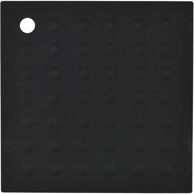 Lamson Silicone Pot Holder, 7 x 7 in Heat Resistant Trivet, Black | Rated to 450F; grips the counter and the pan; BPA free and dishwasher safe; also works as a jar opener