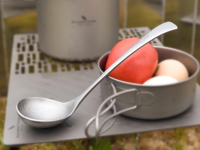Boundless Voyage Titanium Long Handle Ladle Soup Spoon Thickeness Tableware Porridge Stew Sauce Deep-bowled Ladle Scoop Kitchen Cooking Utensils