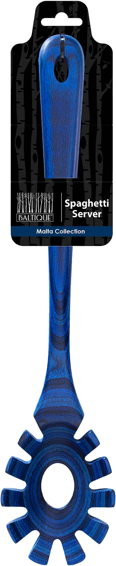 Baltique Malta Collection Wooden Spaghetti Spoon – 12.5" Pasta Server with Teeth, Colorful Birch Wood Utensil for Portioning, Stirring & Serving Noodles