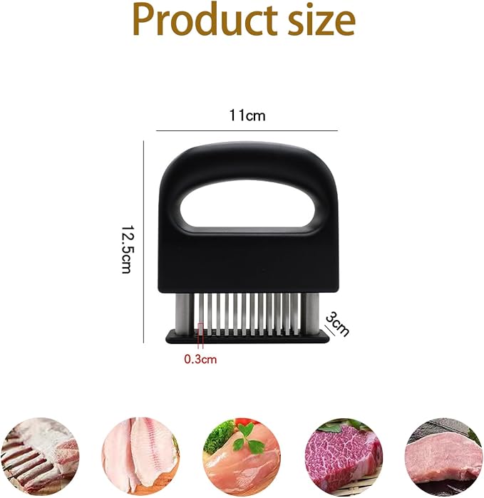 Stainless Steel Meat Tenderizer, Meat Hammer with Non-Slip Handle and 48 Stainless Steel Blades, Meat Mallet for Beef, Chicken, and Pork