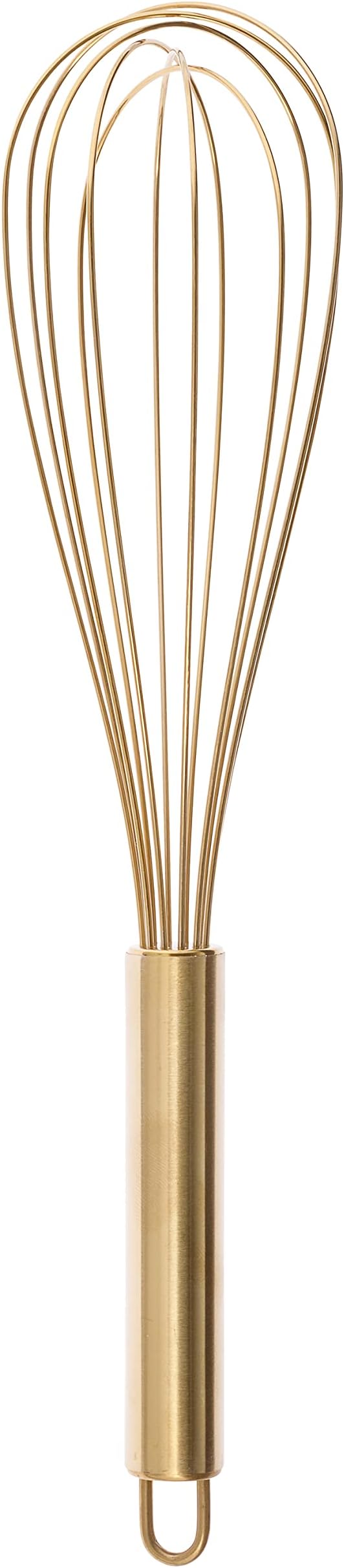 Stainless Steel Whisk Heavy Duty - Gold Metal Kitchen Whisking Tool for Cooking, and Baking - 11.75" Wire Whip