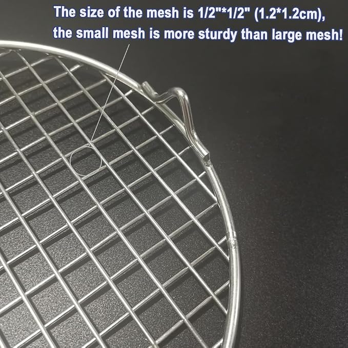 Round Steaming Rack with Legs Cooling and Baking Barbecue Rack Dia 8.9" 304 Stainless Steel Straight Wire for Air Fryer Instant Pot Pressure Cooker Canning Dutch Oven (225mm/8.9")