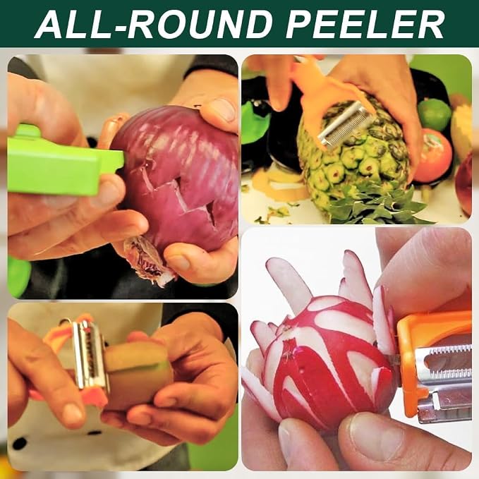 Multifunctional Kitchenware Set,Multifunctional Peeler,A Slicer and a Vegetable Peeler,2025 New Upgrade 2 in 1 Cutter and Julienne Set,Julienne Peeler Vegetable Peeler (Silver)
