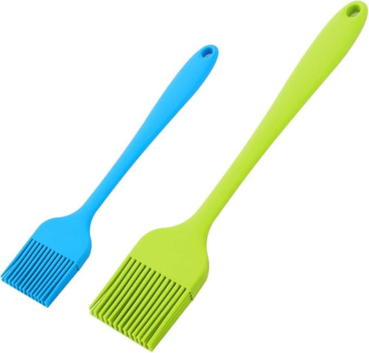Pastry Brush, McoMce 2 Pack Basting Brush, One-Piece Seamless Design Cooking Brush, Basting Brush for Cooking, Food Grad Silicone Basting Brush, Green Food Brush, Blue Kitchen Brushes for Food
