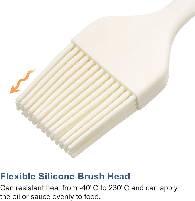 uxcell Basting Pastry Brush, 8" Silicone Flexible Brushes for Baking, Cooking, Grilling, White