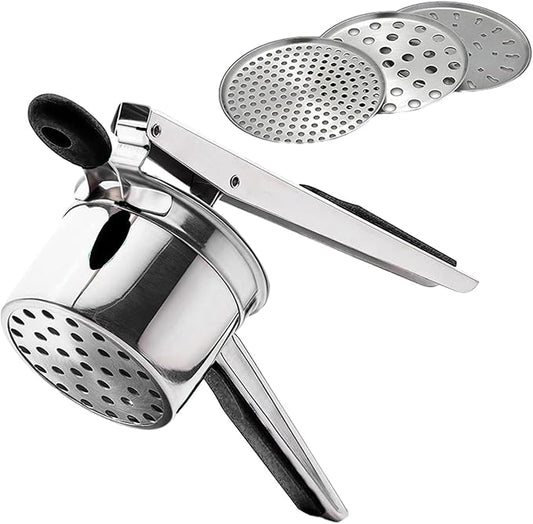 Stainless Steel Potato Ricer With 3 Discs, Heavy Duty Potato Ricer for Mashed Potatoes, Large Capacity Potatoes Masher and Rice-r Kitchen Tool(COLOR:Black)