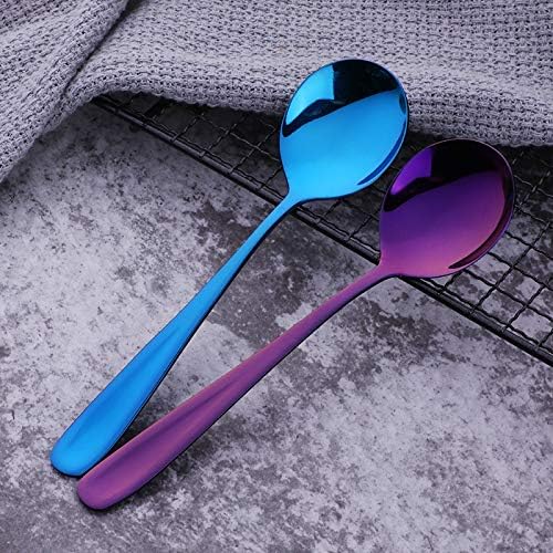 Buyer Star Bouillon Spoon Sets, 7-Inch Round Soup Spoons, Stainless Steel Finished Table Dinner Spoons