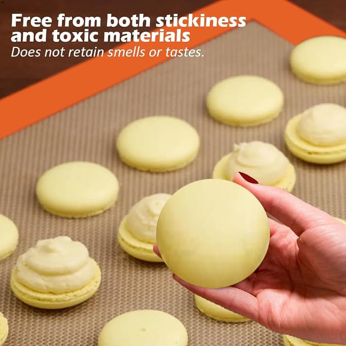 Non-Stick Silicone Baking Mats (Orange, 3-Pack)
