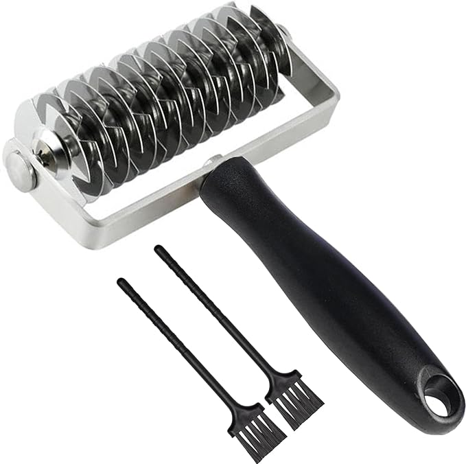 Pastry Lattice Roller Cutter, Stainless Steel Multi-Wheel Dough Cutter with Comfortable Grip Handle, Pie Crust Strip Cutters for Pastry, Pizza Dough, Bread & Beef Wellington