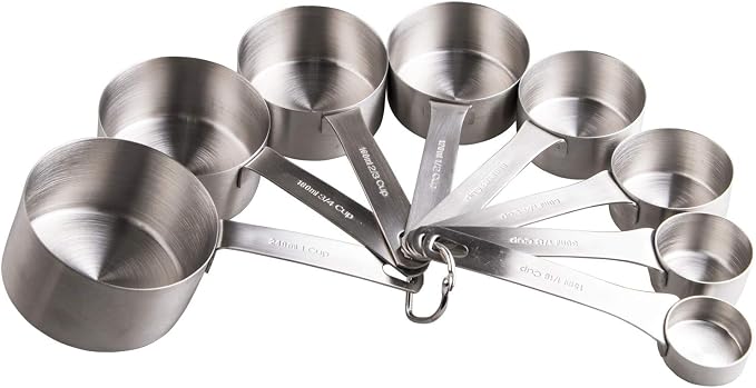 Measuring Cups set, 18/8 (304) Stainless Steel Measuring Cups for Kitchen & Baking, Heavy Duty Solid Measurement Cups, Us & Metric Measure Tools with 1/16, 1/8, 2/3 &3/4 Cups