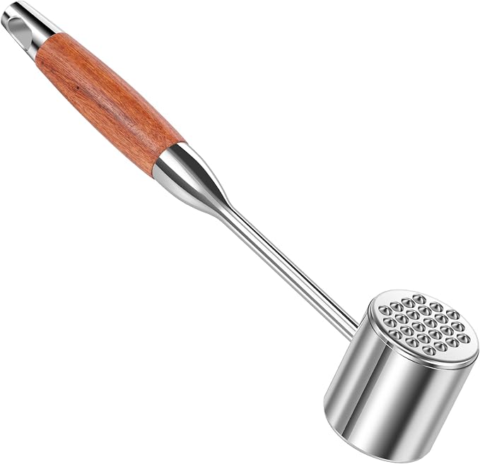 1Pcs Meat Tenderizer Stainless Steel Handheld Meat Tenderizer Hammer Mallet Dishwasher Safe Meat Tool Press for Steak Chicken Pork