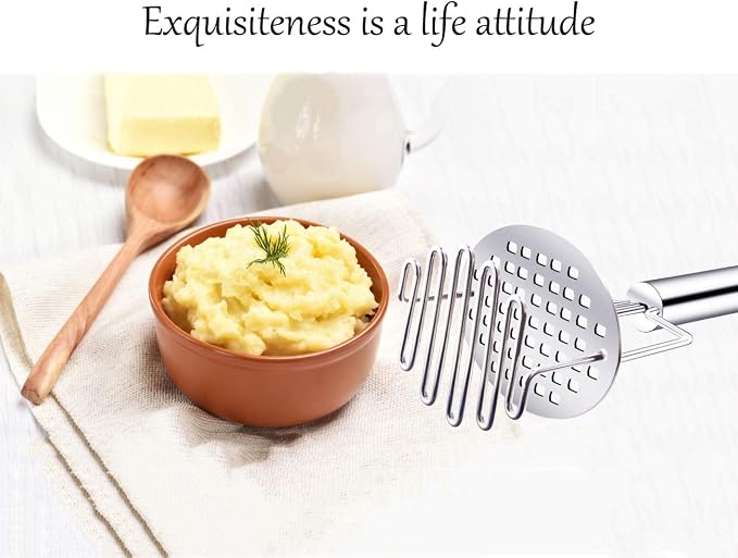 Potato Masher Stainless Steel,Dual-Press Premium Heavy Masher and Ricer Hand Tool,Perfect for Mashing Baby Food