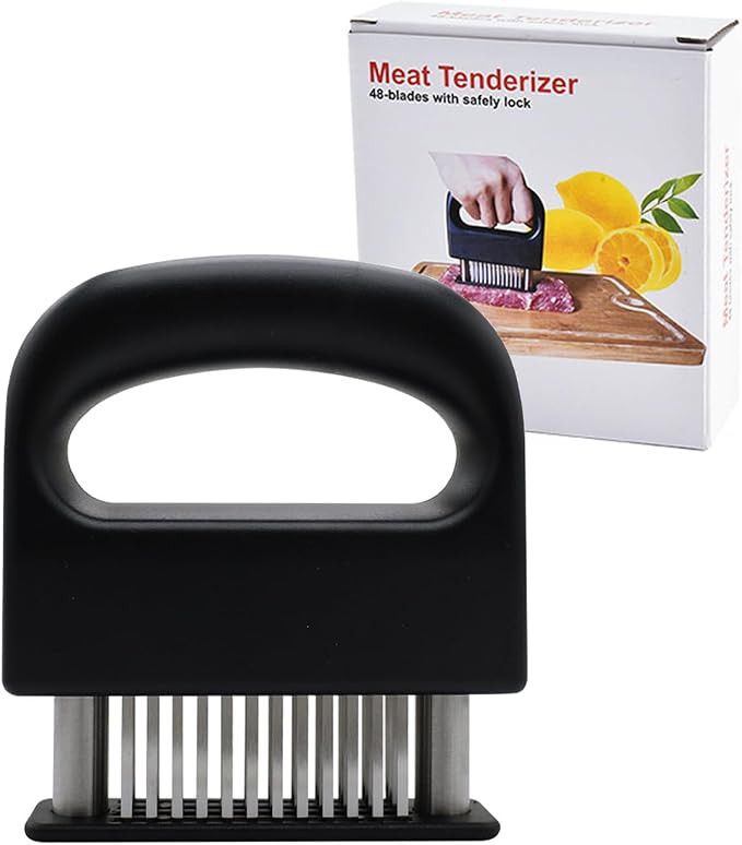 Stainless Steel Meat Tenderizer, Meat Hammer with Non-Slip Handle and 48 Stainless Steel Blades, Meat Mallet for Beef, Chicken, and Pork