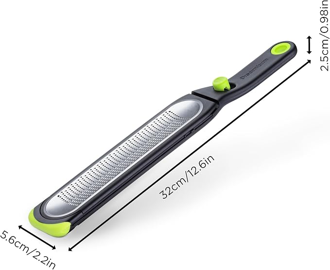 Dreamfarm Ozest Self-Cleaning Zester with Pop Button - 1mm Fine Zesting | Grates fine, citrus zest, parmesan, nutmeg and spices with concave, sharp stainless steel plane and non-slip silicone foot