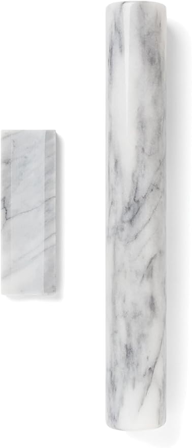 Fox Run French Marble Rolling Pin with Base, White, 3 x 12 x 3 inches