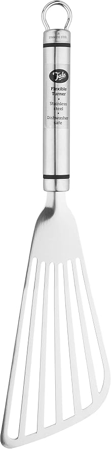 Tala Stainless Steel Flexible Slotted Turner, Essential Kitchen Spatula for use When Frying, Cooking or Lifting Foods Such as Meats, Fish, Eggs, Vegetables, Silver
