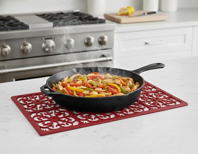 GASARÉ, Extra Large, Thick, Silicone Trivet for Hot Dishes, Pots, and Pans, Heat Resistant Mat for Countertop, Hot Pad for Kitchen, Easy to Clean, 21 x 12 x 3/8 Inches, Red