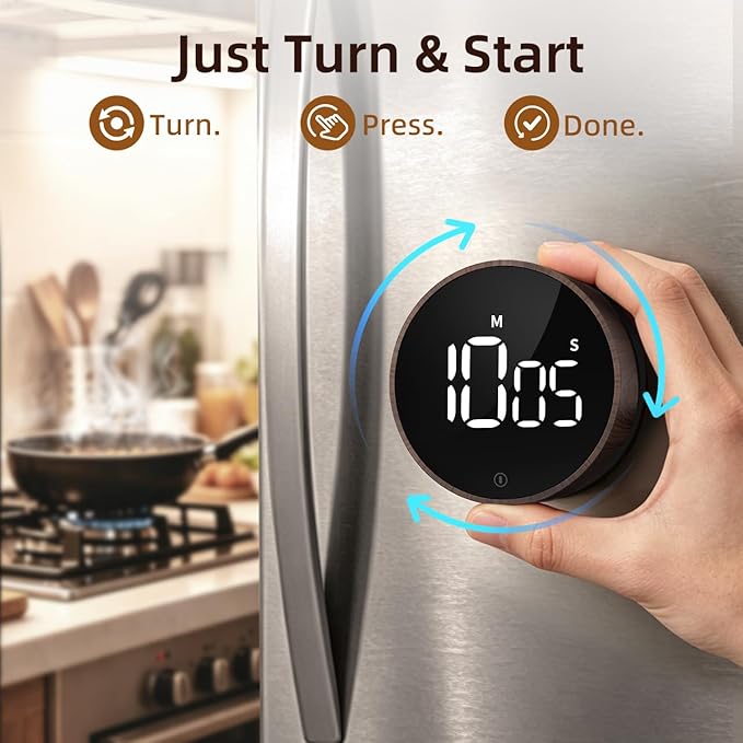 VOCOO Digital Kitchen Timer - Magnetic Countdown Countup Timer with Large LED Display Volume Adjustable, Easy for Cooking and for Seniors and Kids to Use