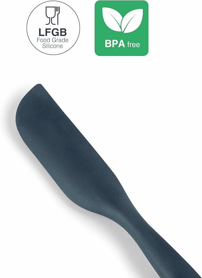 LACOR 64471 Grey Spoon Narrow Statula Silicone Kitchen Utensils Ergonomic Handle Non-Stick High Temperature Resistant Dishwasher Safe Length 27cm