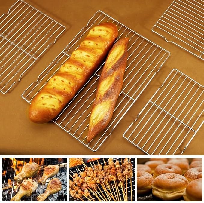 2 Pack CoolingRack, 12.2"x7.9" Heavy Duty Stainless Steel Baking Cookie Cooling Rack Oven Safe Wire Rack for Oven Safe Cooking Grilling (2 Pack)