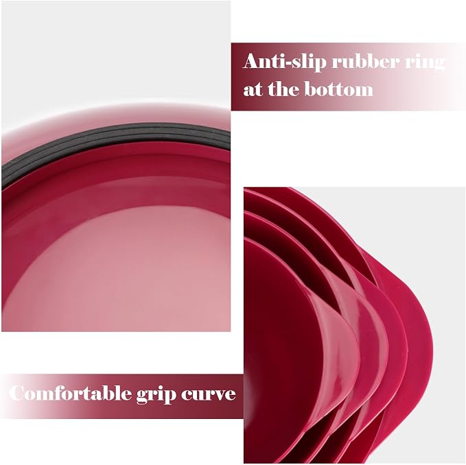 BoxedHome Classic Mixing Bowls Set of 4, BPA Free Plastic, Microwave Safe | 4.5, 3.5, 2.5 and 1.7 QT, Non-slip Base Large Non-toxic Nesting Bowl with Pour Spout, Dishwasher Safe, for Prep, Cooking