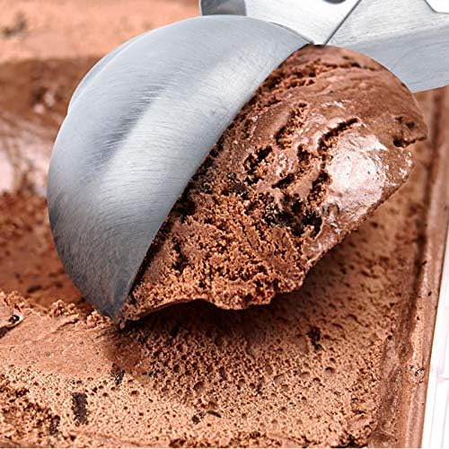 Premium Ice Cream Scoop with Trigger Ice Cream Scooper Stainless Steel, Heavy Duty Metal Icecream Scoop Spoon Dishwasher Safe, Perfect for Frozen Yogurt, Gelatos, Sundaes, Large Silver