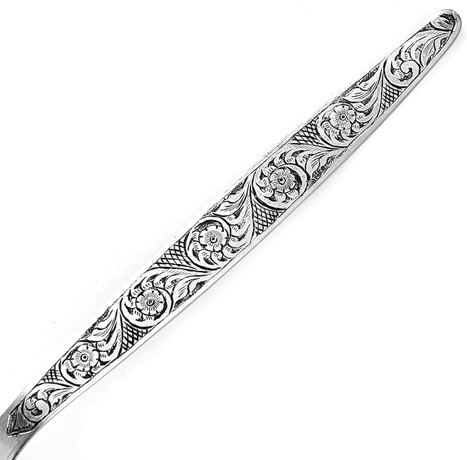 Chef Kunz Chisel Engraving Spoon | 9 inch 2.5 Tbsp18/10 Stainless Steel Serving Spoon | Basting Quenelle Cooking Plating Dinner Chef Spoons (Chisel Engraving)
