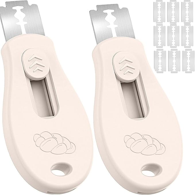 Bread Lame Sourdough Scoring Tool, Extractable & Magnetic Bread Scoring Tool, Scoring Knife for Bread Baking, Bread Razor for Homemade Bread, Sourdough Scorer Tool, Includes 5 Razor Blades-Beige（2PCS）