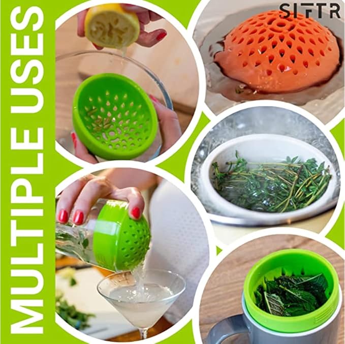 (PINK) Nesting Can Strainer Mini Colander Set - Space Saving Small Colanders and Strainers - Multi Use Kitchen Gadget - Silicone Can Strainer