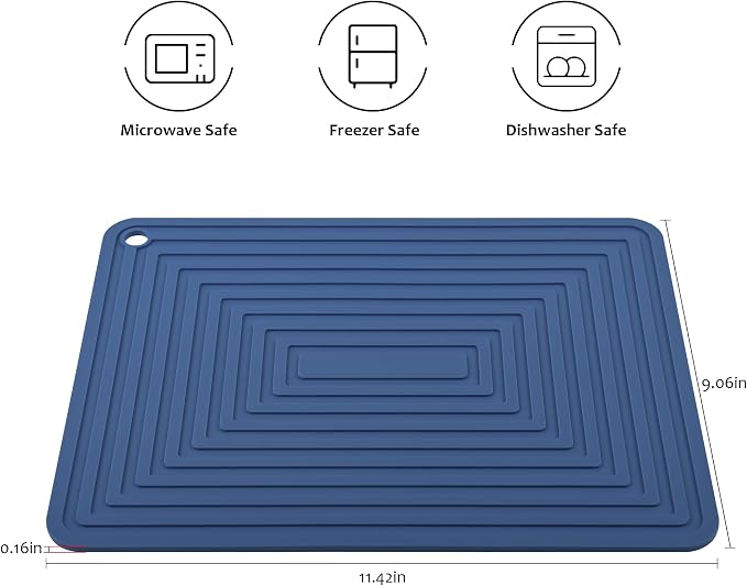 Silicone Trivets for Hot Dishes, Pots and Pans, Versatile Hot Pads for Kitchen, Heat Resistant Mats for Countertops, Multi-Purpose Trivet Mat, Silicone Pot Holders Mats Set 2 Navy Blue