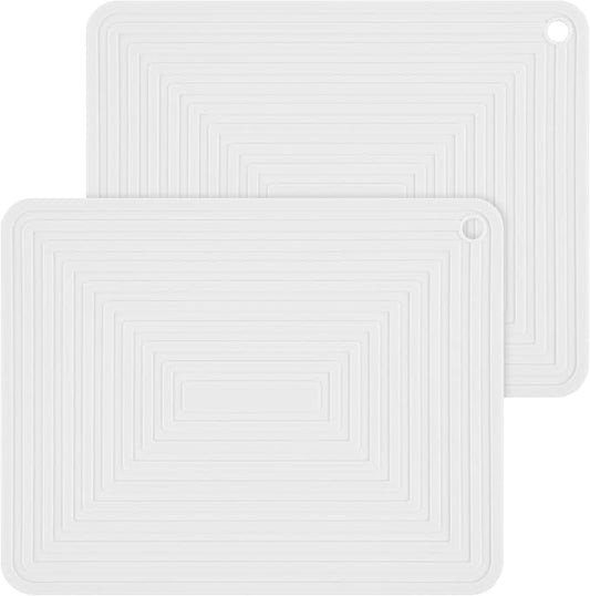 Trivets for Hot Dishes, Trivet Hot Pads for Kitchen, Silicone Trivets for Pots and Pans, Silicone Pot Holders, Trivet for Quartz Countertops, Heat Resistant Mats Set 2 White