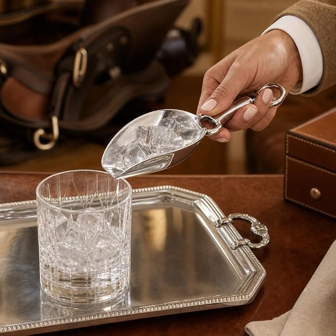 Arthur Court Equestrian Bit Handle Ice Scoop - Sand Casted and Hand Polished Aluminum - Perfect for Serving Ice and Dry Goods - 8 Inch Long