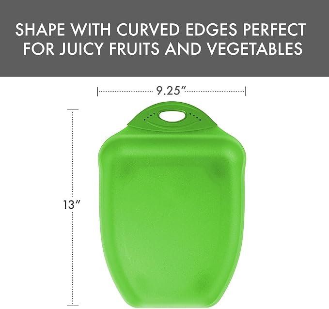 Dexas Chop & Scoop Cutting Board, 9.5 x 13 Inch, Solid Green, BPA-Free Dishwasher Safe Kitchen Prep Board with Handle