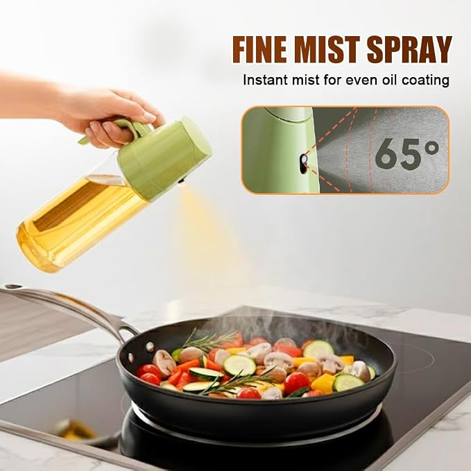 AIIONP 2 in 1 Glass Oil Sprayer & Dispenser, 2026 Premium Olive Oil Dispenser Bottle for Kitchen, Food-grade Oil Spray Bottle for Cooking, Air Fryer, Frying, BBQ (Green-300)