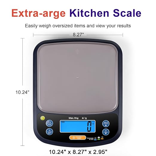 THINKSCALE Digital Kitchen Scale, 11lb/5kg Food Scale with Bowl, Digital Grams and Ounces for Weight Loss, Dieting, Baking, Cooking, and Meal Prep, Backlit Display