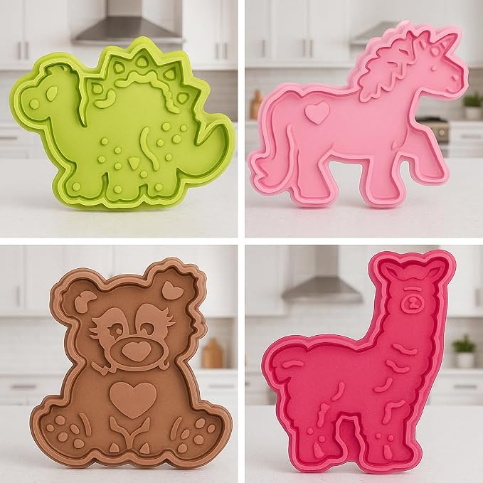 Mrs. Anderson's Baking Animal Cookie Cutters, Set of 8, Spring-Action Embossing Cutters For Cookies, Fondant, And Pastry Dough
