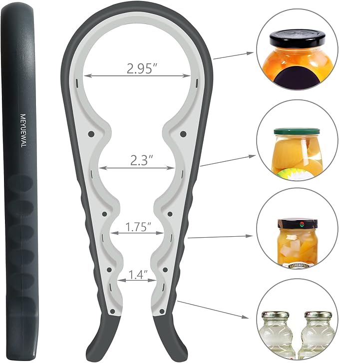 Jar Opener Bottle Opener for Weak Hands, 5 in 1 Multi-Function Can Opener Bottle Opener Kit with Silicone Handle Easy to Use for Children, Elderly and Arthritis Sufferers (White)