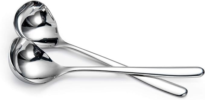 IMEEA 8-Inch Gravy Ladle SUS304 Stainless Steel Serving Ladle, Set of 2